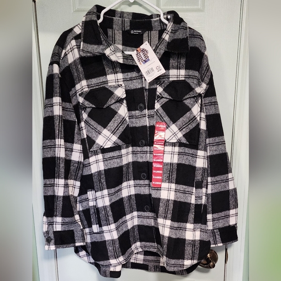 Members Mark Womenns Black & White Plaid Shacket XLarge New with Tag - Picture 1 of 2